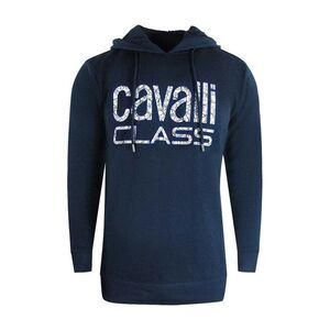 Cavalli Class Mens Floral Logo Hoodie / Navy Blue